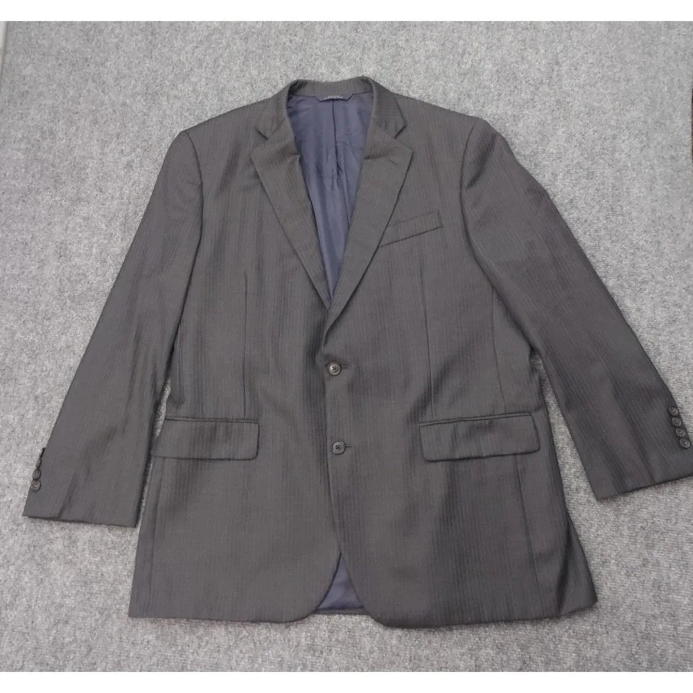Brooks Brothers Blazer Jacket Mens 44 R Charcoal Pinstripe Saxxon Madison Wool